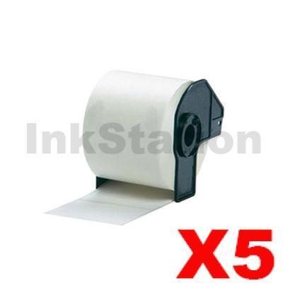 5 x Brother DK-11202 Compatible Black Text on White Die-Cut Paper Label Roll 62mm x 100mm - 300 labels per roll