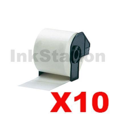 10 x Brother DK-11202 Compatible Black Text on White Die-Cut Paper Label Roll 62mm x 100mm - 300 labels per roll