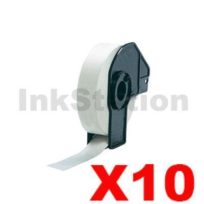 10 x Brother DK-11204 Compatible Black Text on White Die-Cut Paper Label Roll 17mm x 54mm - 400 labels per roll