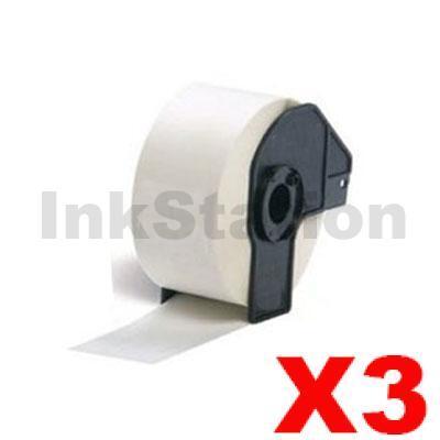 3 x Brother DK-11208 Compatible Black Text on White Die-Cut Paper Label Roll 38mm x 90mm  - 400 labels per roll