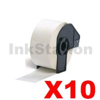 10 x Brother DK-11208 Compatible Black Text on White Die-Cut Paper Label Roll 38mm x 90mm  - 400 labels per roll