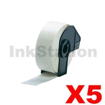 5 x Brother DK-22210 Compatible Black Text on White Continuous Paper Label Roll 29mm x 30.48m