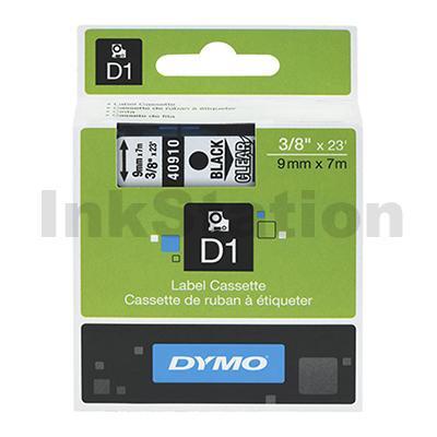 Dymo SD40910 / S0720670 Genuine 9mm Black Text on Clear Label Cassette - 7 meters