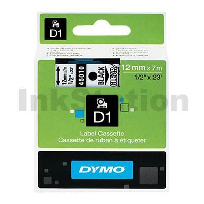 Dymo SD45010 / S0720500 Genuine 12mm Black Text on Clear Label Cassette - 7 meters