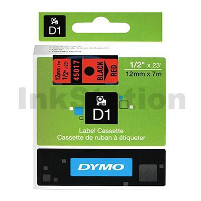 Dymo SD45017 / S0720570 Genuine 12mm Black Text on Red Label Cassette - 7 meters