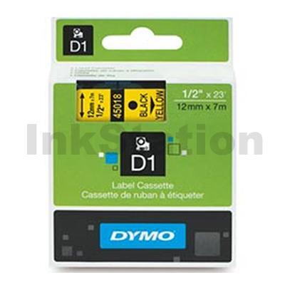 Dymo SD45018 / S0720580 Genuine 12mm Black Text on Yellow Label Cassette - 7 meters