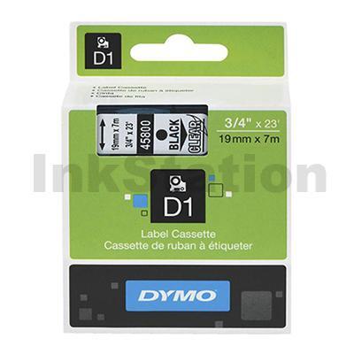 Dymo SD45800 / S0720820 Genuine 19mm Black Text on Clear Label Cassette - 7 meters