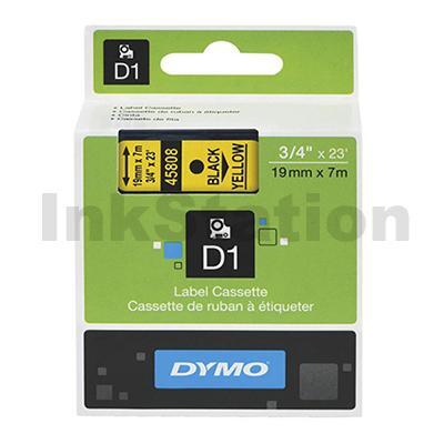 Dymo SD45808 / S0720880 Genuine 19mm Black Text on Yellow Label Cassette - 7 meters