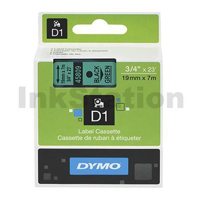 Dymo SD45809 / S0720890 Genuine 19mm Black Text on Green Label Cassette - 7 meters