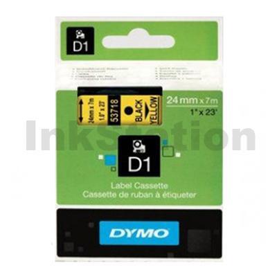 Dymo D1 SD53718 / S0720980 Genuine 24mm Black Text on Yellow Label Cassette - 7 meters