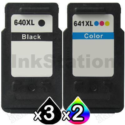 5-Pack Canon PG-640XL, CL-641XL Compatible High Yield Ink Cartridge [3Black + 2Colour]