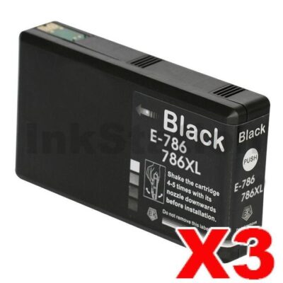 3 x Epson 786XL Compatible Black Ink Cartridge - 2,600 pages [C13T787192]