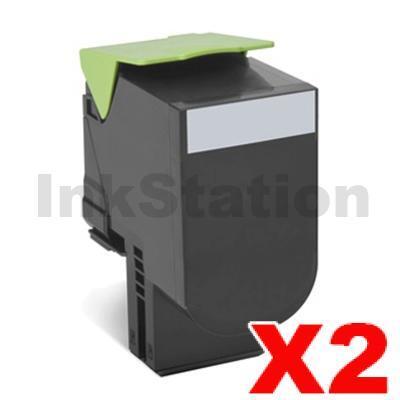 2 x Lexmark (80C8SK0) Compatible CX310 / CX410 / CX510 Black Standard Toner Cartridge - 2,500 pages