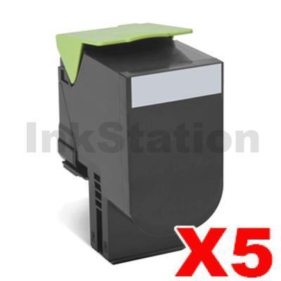 5 x Lexmark (80C8SK0) Compatible CX310 / CX410 / CX510 Black Standard Toner Cartridge - 2,500 pages
