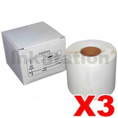 3 x Dymo SD99014 / S0722430 Compatible White Label Roll 54mm x 100mm -220 labels per roll