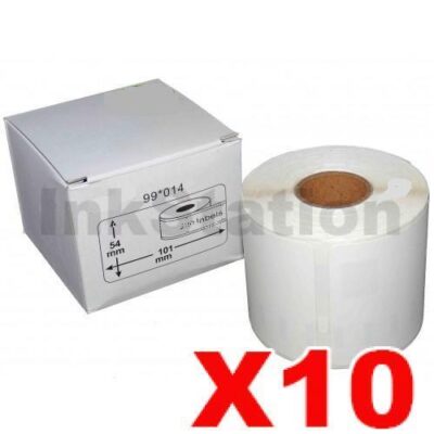 10 x Dymo SD99014 / S0722430 Compatible White Label Roll 54mm x 101mm -220 labels per roll