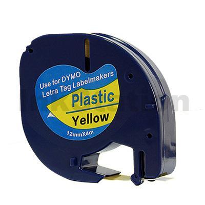 Dymo SD91202 / 91332 Compatible 12mm x 4m Black On Yellow LetraTag Plastic Tape
