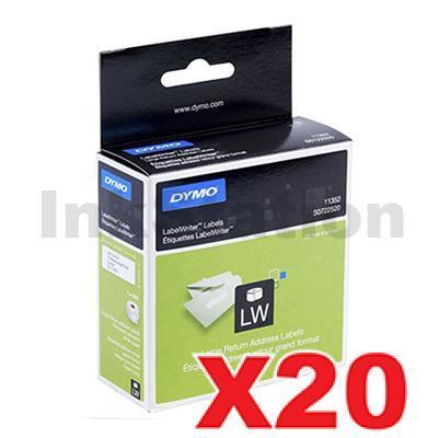 20 x Dymo SD11352 / S0722520 Genuine White Label Roll 25mm x 54mm - 500 labels per roll