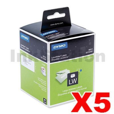 5 x Dymo SD99012 / S0722400 Genuine White Label 2 Roll 36mm x 89mm - 260 labels per roll