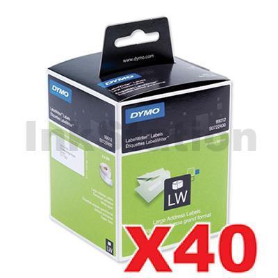 40 x Dymo SD99012 / S0722400 Genuine White Label 2 Roll 36mm x 89mm - 260 labels per roll