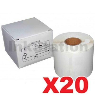 20 x Dymo SD99014 / S0722430 Compatible White Label Roll 54mm x 101mm -220 labels per roll