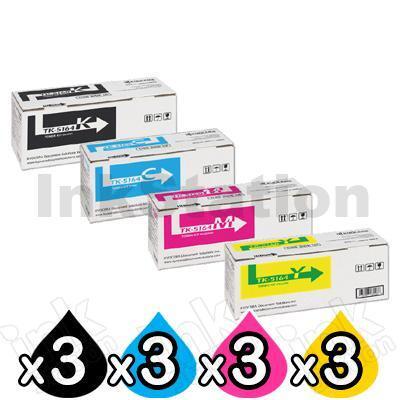 3 sets of 4 Pack Genuine Kyocera TK-5164 Toner Combo P-7040CDN [3BK+3C+3M+3Y]