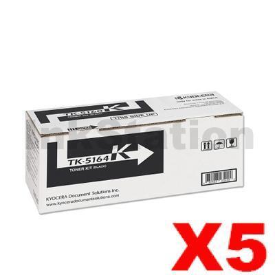 5 x Genuine Kyocera TK-5164K Black Toner Cartridge P-7040CDN - 16,000 pages