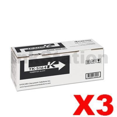 3 x Genuine Kyocera TK-5164K Black Toner Cartridge P-7040CDN - 16,000 pages