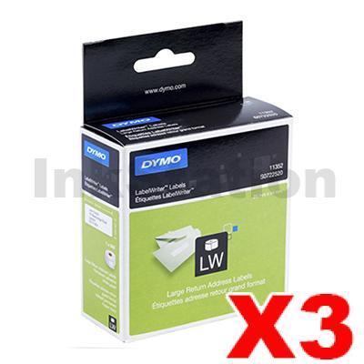 3 x Dymo SD11352 / S0722520 Genuine White Label Roll 25mm x 54mm - 500 labels per roll