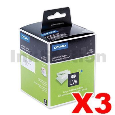 3 x Dymo SD99012 / S0722400 Genuine White Label 2 Roll 36mm x 89mm - 260 labels per roll