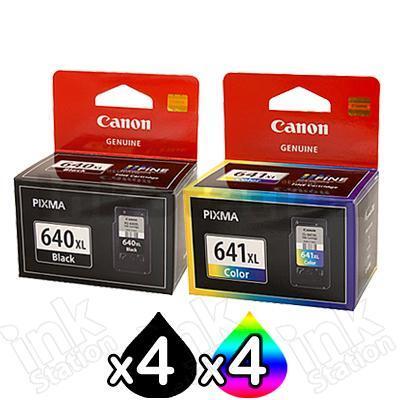 8-Pack Canon PG-640XL, CL-641XL Genuine High Yield Ink Cartridge [4Black + 4Colour]