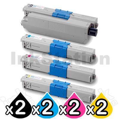 2 Sets of 4 Pack Compatible OKI C510,C530,MC561 Toner Cartridges (44469806-44469727)