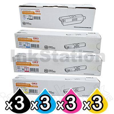 3 Sets of Genuine OKI C510,C530,MC561 Toner Cartridges (44469806-44469727)