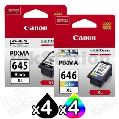 8-Pack Canon PG-645XL, CL-646XL Genuine [4Black + 4Colour] High Yield Ink Combo
