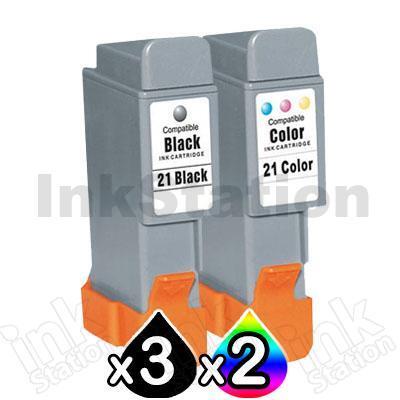 5 Pack Canon BCI-21BK BCI-21C Inkstation Compatible Value Pack [3BK,2C]