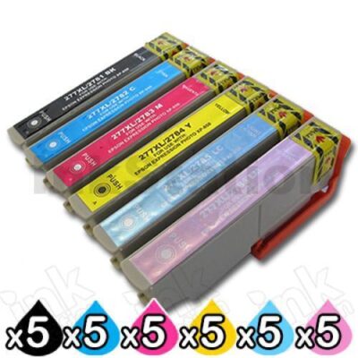 30 Pack Epson 277XL Compatible High Yield Inkjet Cartridges [5BK,5C,5M,5Y,5LC,5LM]