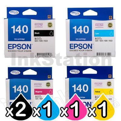 5 Pack Epson 140 (T1401-T1404) Genuine Extra High Yield Inkjet Cartridges [2BK,1C,1M,1Y]