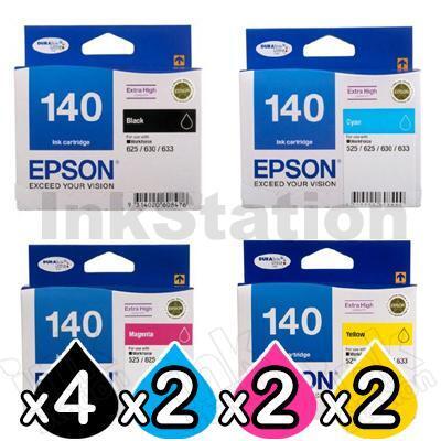 10 Pack Epson 140 (T1401-T1404) Genuine Extra High Yield Inkjet Cartridges [4BK,2C,2M,2Y]