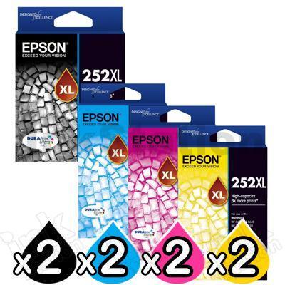 8 Pack Epson 252XL Genuine Ink Cartridge [C13T253192-C13T253492] [2BK,2C,2M,2Y]