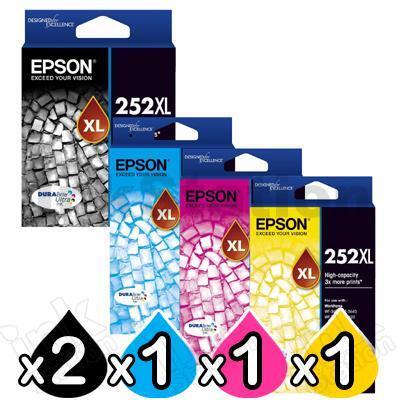 5 Pack Epson 252XL Genuine Ink Cartridge [C13T253192-C13T253492] [2BK,1C,1M,1Y]