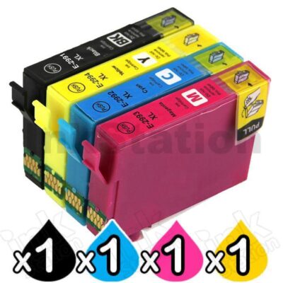 4 Pack Epson 29XL (C13T29914010-C13T29944010) Compatible High Yield Ink Cartridges [BK, C, M, Y]