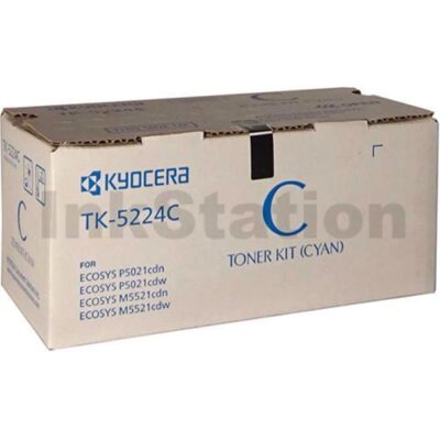 Genuine Kyocera TK-5224C Cyan Toner Cartridge Ecosys M5521, P5021 - 1,200 pages