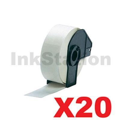 20 x Brother DK-11201 Compatible Black Text on White 29mm x 90mm Die-Cut Paper Label Roll - 400 labels per roll
