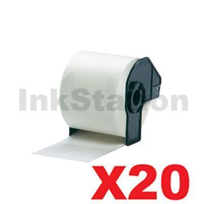 20 x Brother DK-11202 Compatible Black Text on White Die-Cut Paper Label Roll 62mm x 100mm - 300 labels per roll