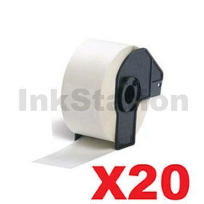 20 x Brother DK-11208 Compatible Black Text on White Die-Cut Paper Label Roll 38mm x 90mm - 400 labels per roll
