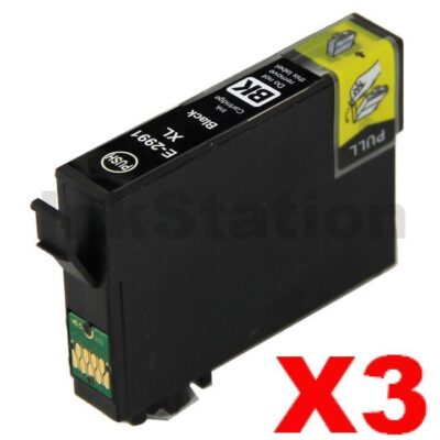 3 x Epson 29XL (C13T29914010) Compatible Black High Yield Inkjet Cartridge - 470 pages