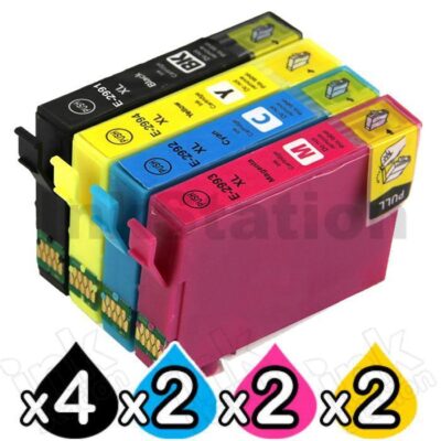10 Pack Epson 29XL (C13T29914010-C13T29944010) Compatible High Yield Ink Cartridges [4BK, 2C, 2M, 2Y]