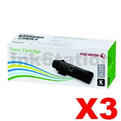 3 x Genuine Fuji Xerox DocuPrint CP315, CM315 Black Toner Cartridge (CT202610) - 6,000 pages