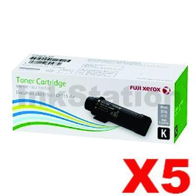 5 x Genuine Fuji Xerox DocuPrint CP315, CM315 Black Toner Cartridge (CT202610) - 6,000 pages