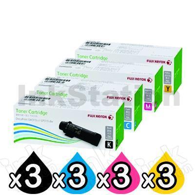 3 sets of 4 Pack Genuine Fuji Xerox DocuPrint CP315, CM315 Toner Cartridges (CT202610-CT202613)